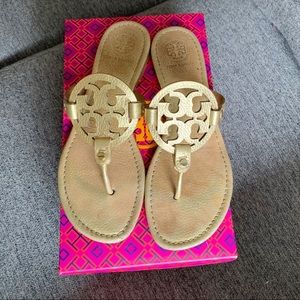Gold Tory Burch Miller sandals